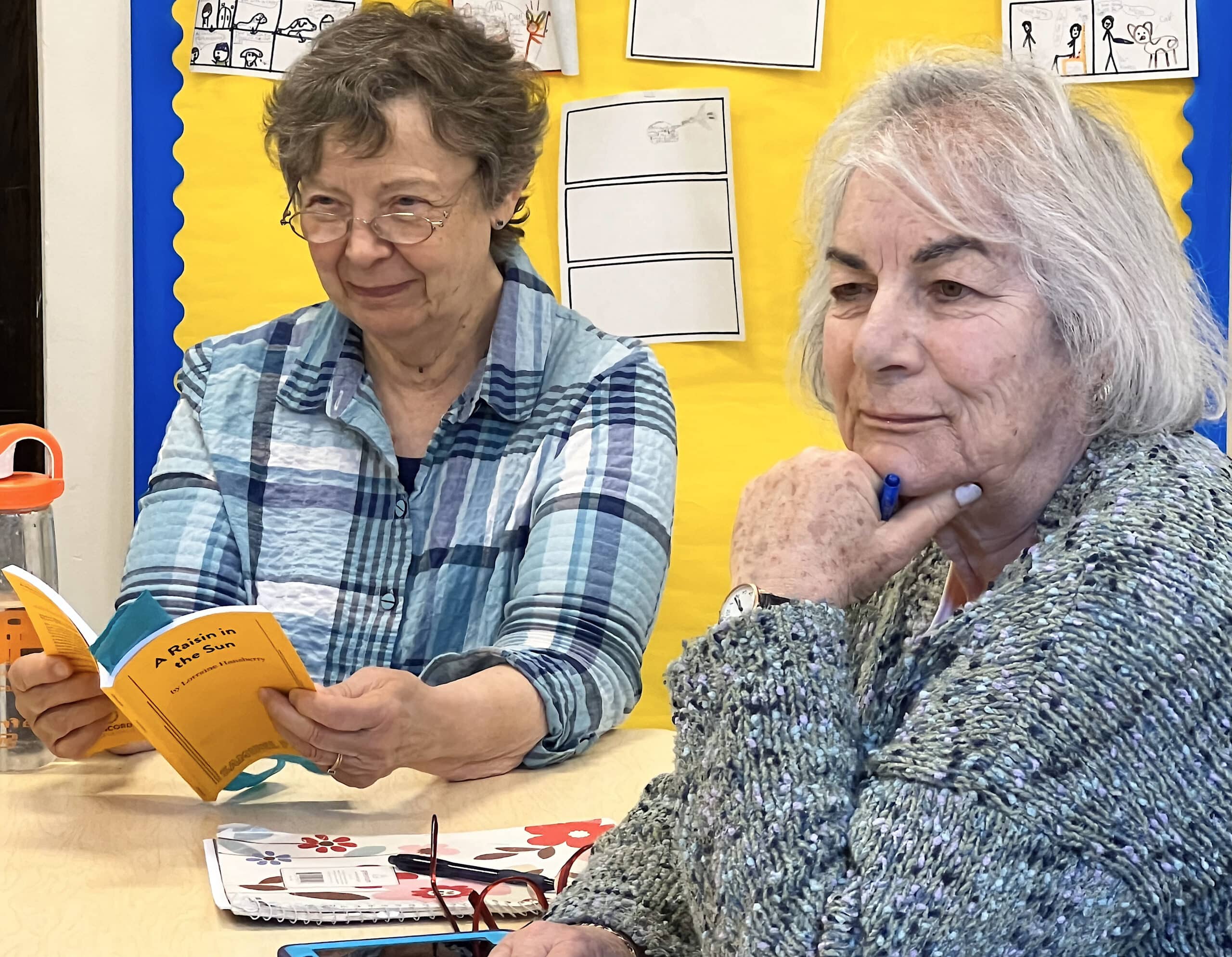 Dru Greenwood and Beth Sands in a class reading A Raisin in the Sun
